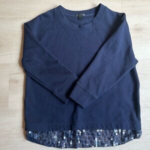 J. Crew sweatshirt with sequin hem 3/4 sleeve